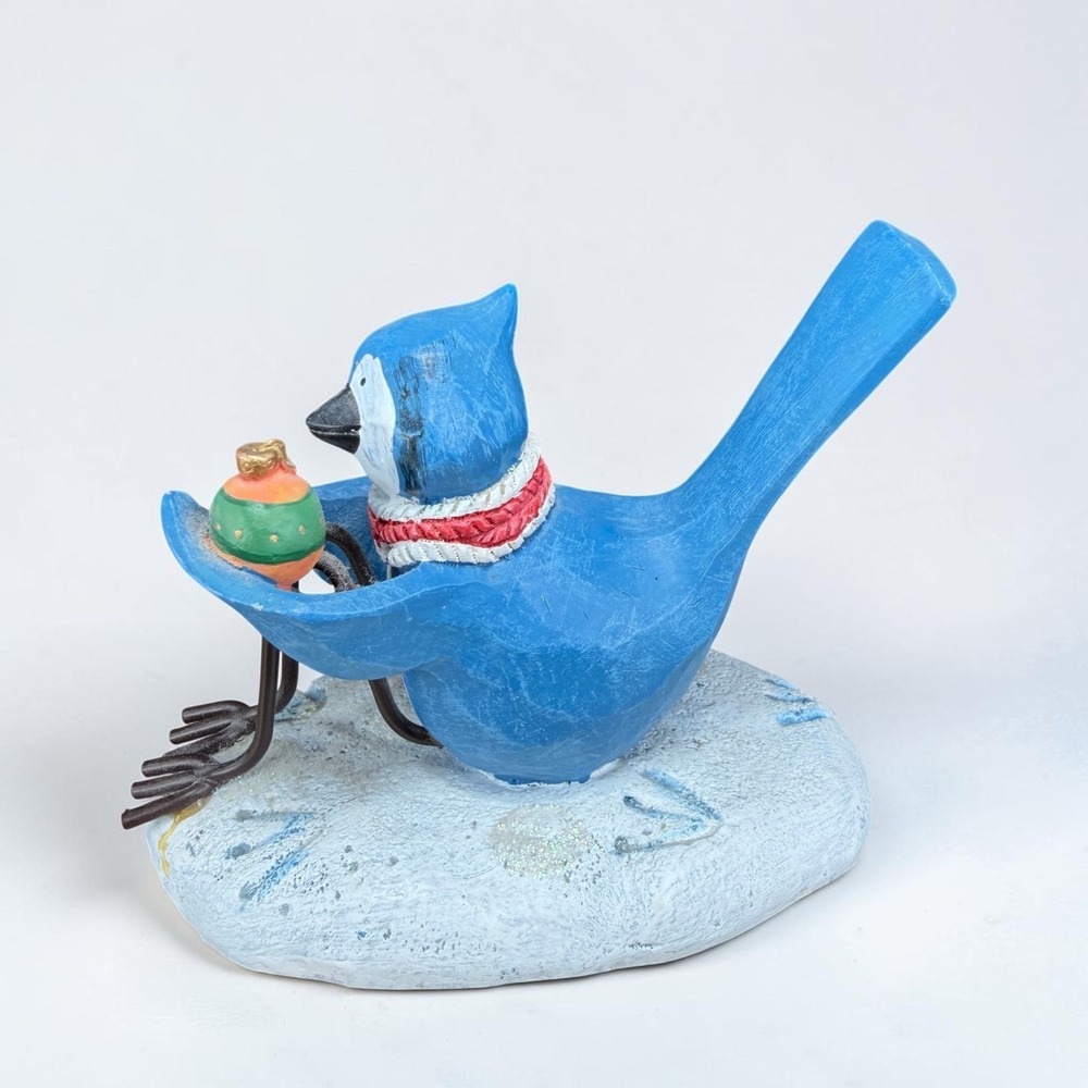 Russ Berrie Merrily We Tweet Along Blue Jay Bird Figurine Winter Scarf‎ 13259